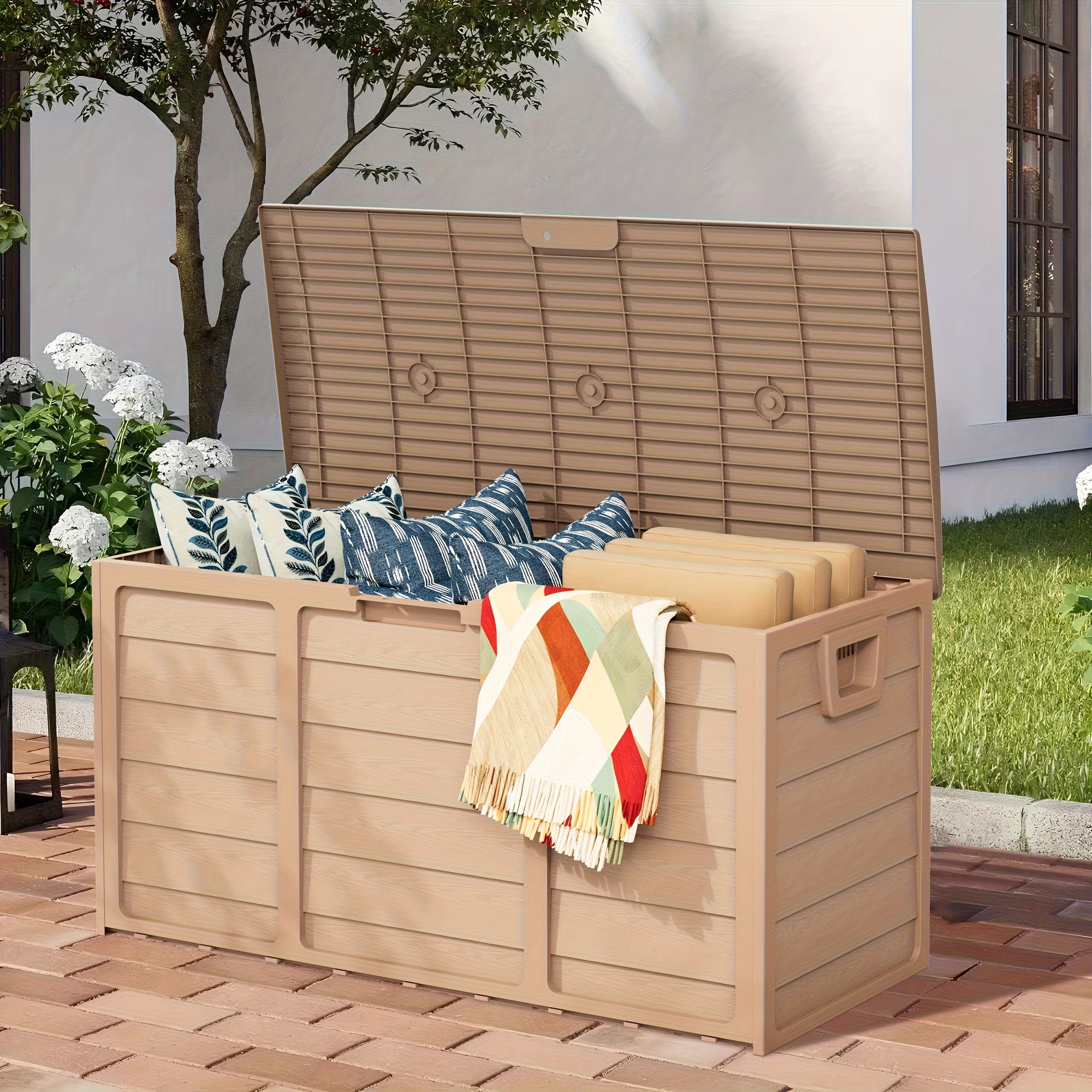 Outdoor Storage Box] 75 Gallon Resin Outdoor Storage Box